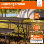 Bierzeltgarnitur aus Polyrattan im Outdoor-Einsatz – 3-teiliges Set mit WhatsApp-Kundensupport, deutscher Anleitung und 5 Jahren Garantie für Newsletter-Kunden