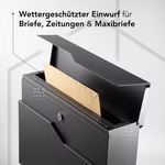 Briefkasten mit wettergeschütztem Einwurf – geeignet für Briefe, Zeitungen und Maxibriefe; Einwurföffnung 33,5 cm breit und 3,5 cm hoch